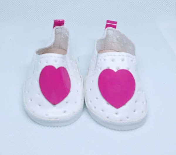 White & Pink Heart Dolls Pumps